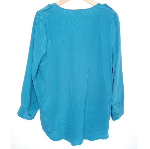 Joie 100% Silk Blue V-Neck Blouse - Picture 2 of 12